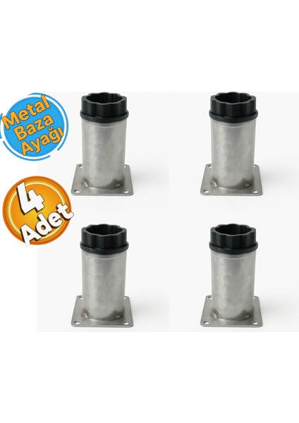 Ayarlanabilir Metal Mobilya Kanepe Koltuk Masa Baza Ayağı 12 cm (4 Adet)