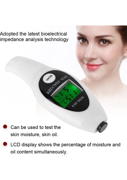 Yüz Test Cihazı Cilt Nemi Abs Güvenli Çevre Dostu LCD Eve Seyahat Için Dayanıklı (Yurt Dışından)