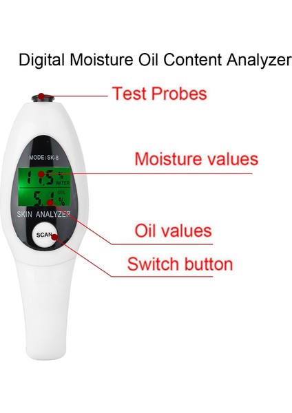 Yüz Test Cihazı Cilt Nemi Abs Güvenli Çevre Dostu LCD Eve Seyahat Için Dayanıklı (Yurt Dışından)