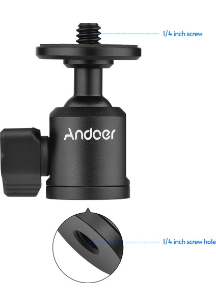 Minik Top Başlıklı Kamera Tripod Adaptörü 1/4 Inç Vida Alüminyum Alaşımlı (Yurt Dışından)