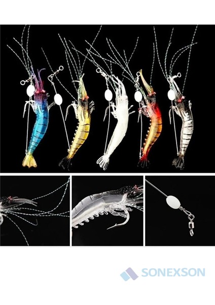 5 Renk Görünümlü Silikon Karides - Balık Av Yemi 7.5 Cm / 5.5 Gr fiyatları