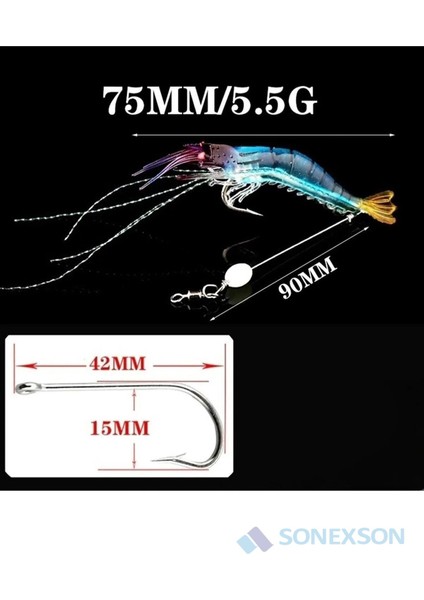 5 Renk Görünümlü Silikon Karides - Balık Av Yemi 7.5 Cm / 5.5 Gr modelleri