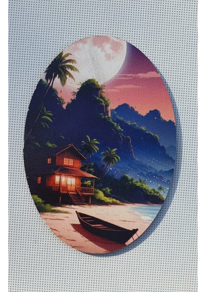 2 Adet 3D Görünümlü Deniz Manzaralı Ev Magnet 6 x 9 cm