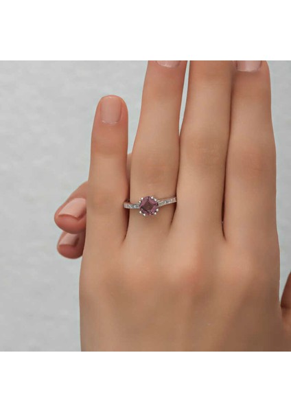 Gümüş Pembe Baget Tek Taş Kadın Yüzük fırsatları