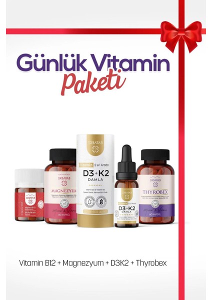 Günlük Vitamin Paketi(Thyrobex, D3K2, B12, Magnezyum)