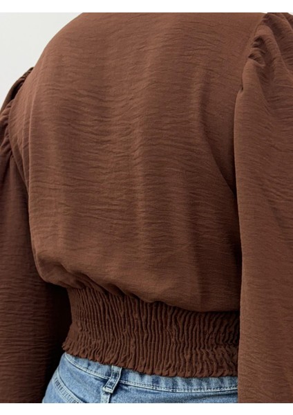 Düğmeli Arkası Lastikli Balon Kol Sandy Crop modelleri