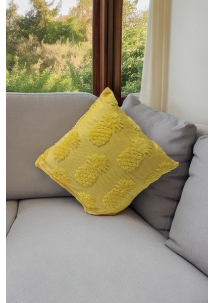 Bohem 4'lü Dekoratif Yastık Kılıfı Kırlent Kılıfı 45 x 45 cm Sarı Ananas Desen modelleri