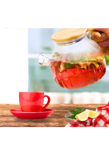 Bambu Kapaklı Süzgeçli Demlik 1000 ml