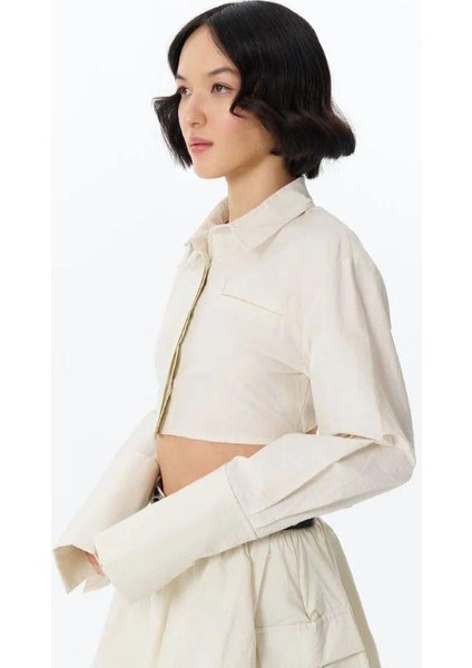 00016 Sırt Dekolte Kemerli Crop Gömlek Taş fiyatları