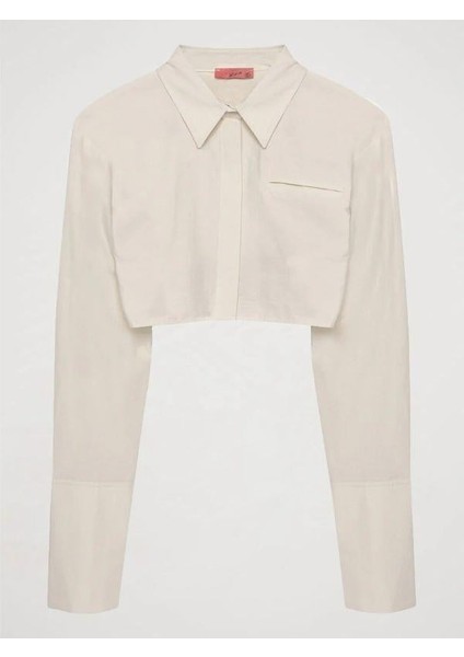 00016 Sırt Dekolte Kemerli Crop Gömlek Taş fırsatları