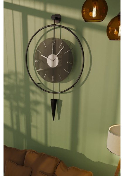 Yuvarlak (BÜYÜK BOY-50*82cm) - Füme Masippi (E x C L U S I V E ) - Siyah Metal Duvar Saati fiyatları