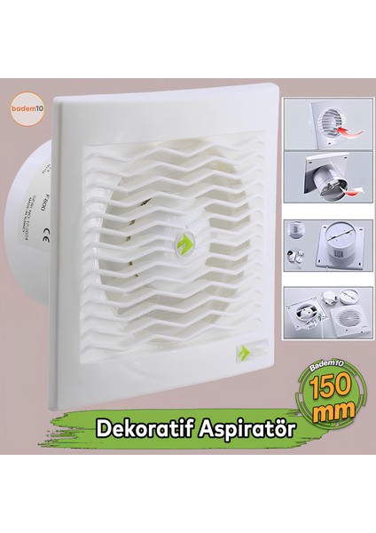 Elektrikli Fan Kirli Hava Kötü Koku Egzoz Aspiratörü Fanı 150 mm Wc Mutfak Büro Banyo Havalandırma