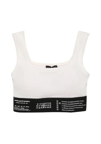 60064 Lastikli Kısa Crop Beyaz