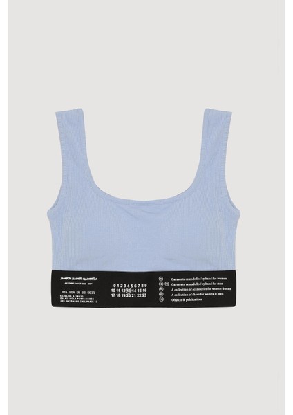 60064 Lastikli Kısa Crop Mavi
