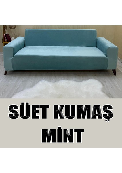 Süet Detaylı Angora Kumaş Üçlü & Çekyat Koltuk Kılıfı