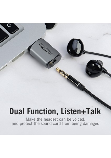 Vention 3.5mm USB Ses Kartı Adaptörü Gri (Yurt Dışından)