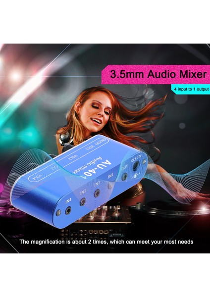 3,5mm Ses Karıştırıcısı 4 Giriş 1 Çıkış Bireysel Kontroller (Yurt Dışından)