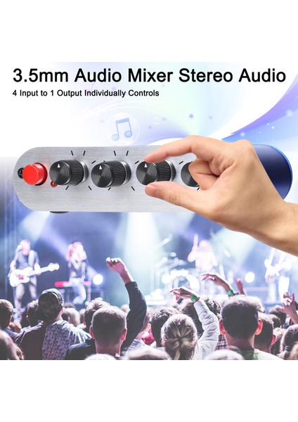 3,5mm Ses Karıştırıcısı 4 Giriş 1 Çıkış Bireysel Kontroller (Yurt Dışından)