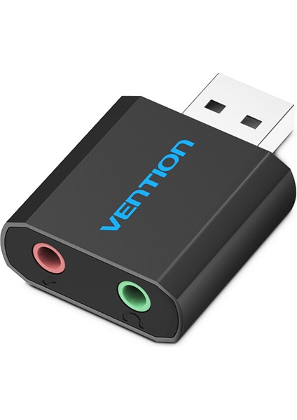 Ventıon USB Dış Ses Kartı 3.5mm Adaptörü, Pc, Dizüstü Bilgisayar, Ps4 Için Sürücü Gerektirmez, Siyah (Yurt Dışından)