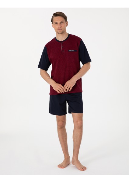 Erkek Bordo Kısakol 3'lü Jakarlı Pijama Takımı 50314443-900