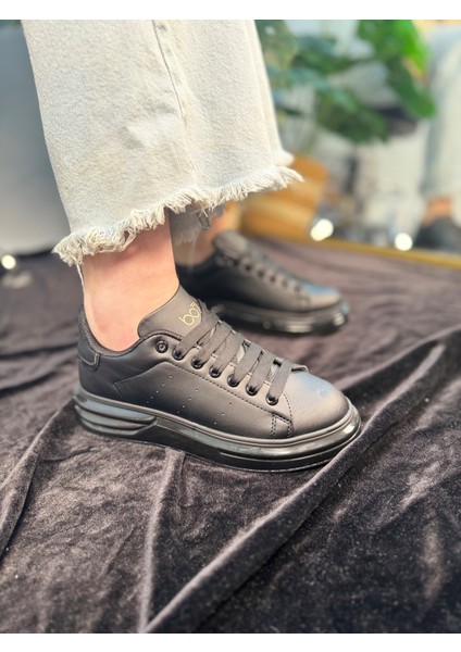 Günlük Unisex Spor Ayakkabı Vegan Deri Bağcıklı Hafif Kalın Yüksek Taban Yürüyüş Sneaker 628