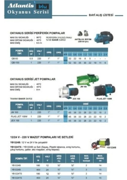 Blu Qb-50 - 0.5 Hp - 220V - Yıldız Fanlı Pompa