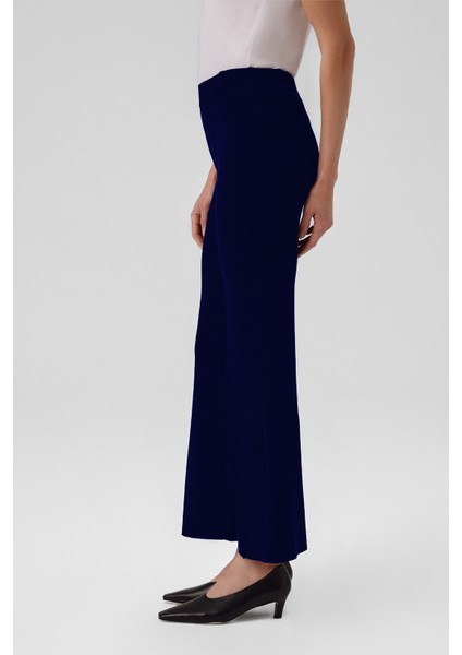 Lacivert Nervürlü Ispanyol Paça Kadın Pantolon fiyatları