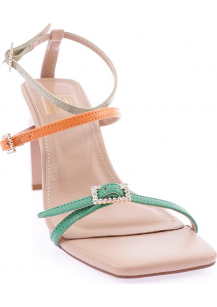 K9004 Kadin Küt Burun Bantli Topuklu Sandalet fiyatları