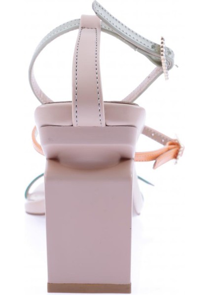 K9004 Kadin Küt Burun Bantli Topuklu Sandalet fırsatları