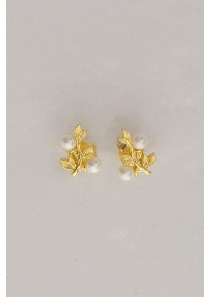 Gümüş Altın Yaldızlı Incili Sarmaşık Küpe SGTL12842GOLD fırsatları
