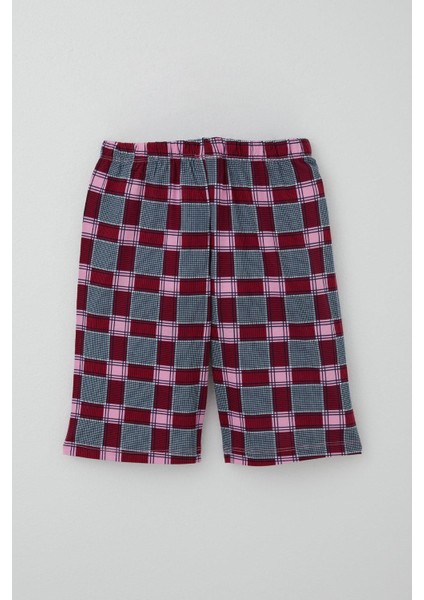 Kız Çocuk Şortlu Pijama Takımı Ekose Desenli 10-14 Yaş, Karışık Renk