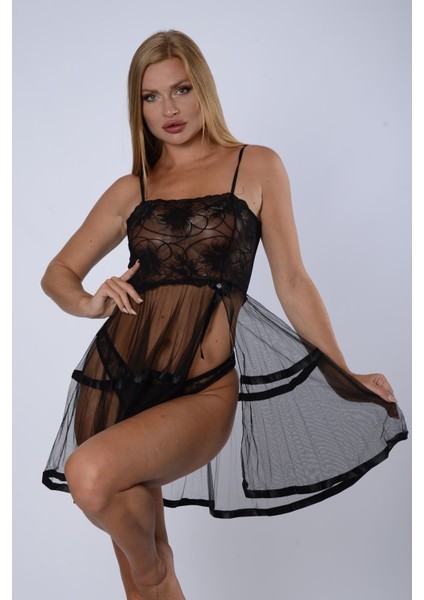 Siyah Şifon Pileli GECELIK-835 fiyatları