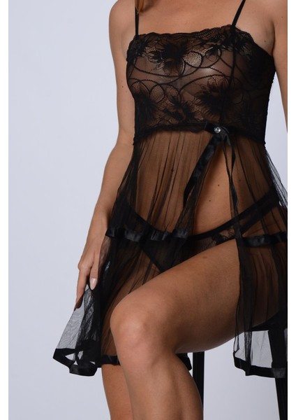 Siyah Şifon Pileli GECELIK-835 fırsatları