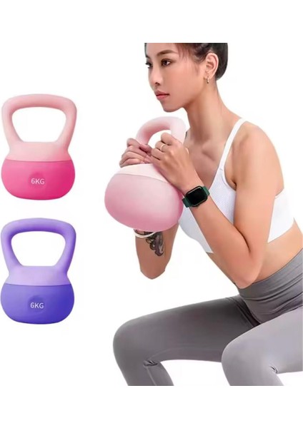 4 Kg Soft Kettlebell Yumuşak Tabanlı Metal Kumlu Ses Yapmaz Darbeye