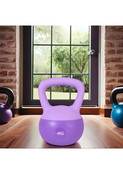 4 Kg Soft Kettlebell Yumuşak Tabanlı Metal Kumlu Ses Yapmaz Darbeye