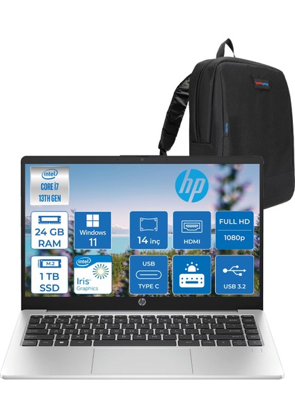 240 G10 Intel Core I7 1360P 24GB 1tb SSD 14" Fhd Windows 11 Home Taşınabilir Bilgisayar G108A557EAH08+ZETTAÇANTA