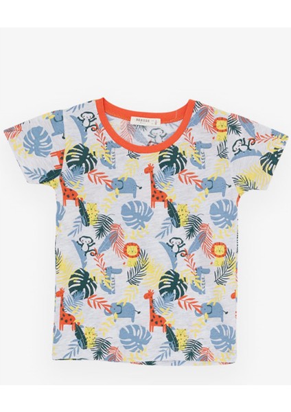 Girls & Boys Erkek Bebek Pijama Takımı Orman Temalı Hayvancık Desenli 9 Ay-3 Yaş, Gri Melanj