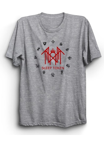 Sleep Token, Circle, Rock Metal Müzik Grubu Gri Unisex %100 Pamuk Tişört