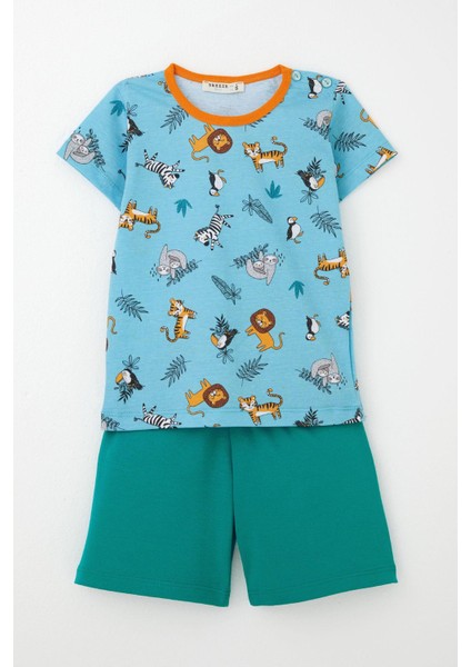 Girls & Boys Erkek Bebek Pijama Takımı Hayvanlar Alemi Temalı 9 Ay-3 Yaş, Bebe Mavisi