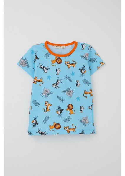 Girls & Boys Erkek Bebek Pijama Takımı Hayvanlar Alemi Temalı 9 Ay-3 Yaş, Bebe Mavisi