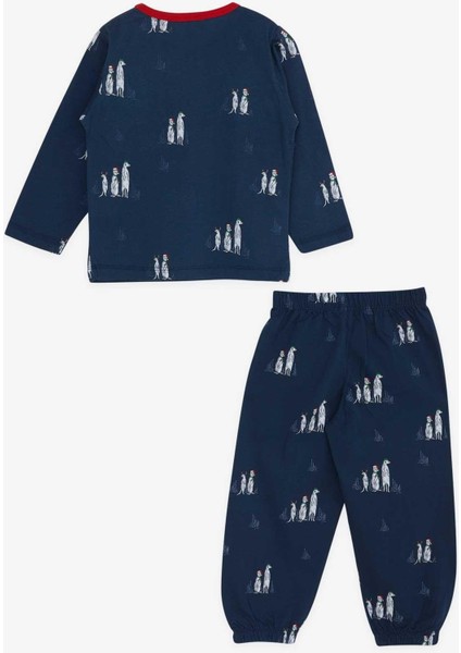 Erkek Bebek Pijama Takımı Yılbaşı Temalı 9 Ay-3 Yaş, Lacivert