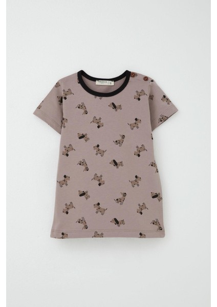 Erkek Bebek Pijama Takımı Sevimli Köpekcik Desenli 9 Ay-3 Yaş, Kahverengi