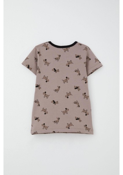Erkek Bebek Pijama Takımı Sevimli Köpekcik Desenli 9 Ay-3 Yaş, Kahverengi