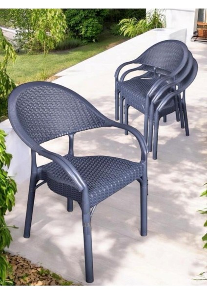 Bambu Rattan Kollu Sandalye Koltuk 8'li Set