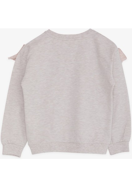 Kız Çocuk Sweatshirt Güpürlü 6-12 Yaş, Bej Melanj