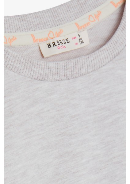 Kız Çocuk Sweatshirt Güpürlü 6-12 Yaş, Bej Melanj