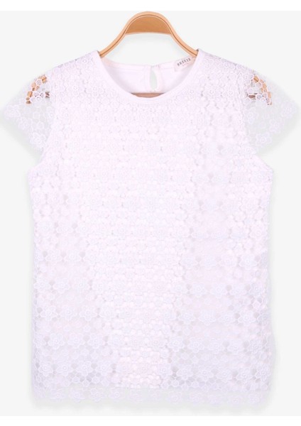 Kız Çocuk Tişört Çiçek Nakışlı 8-14 Yaş, Ekru fiyatları