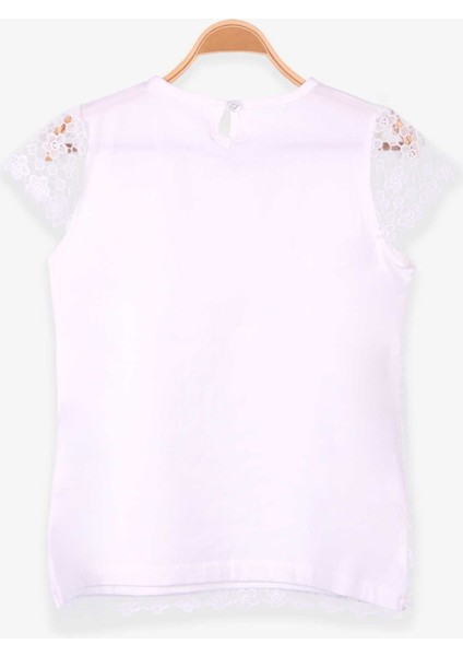 Kız Çocuk Tişört Çiçek Nakışlı 8-14 Yaş, Ekru modelleri