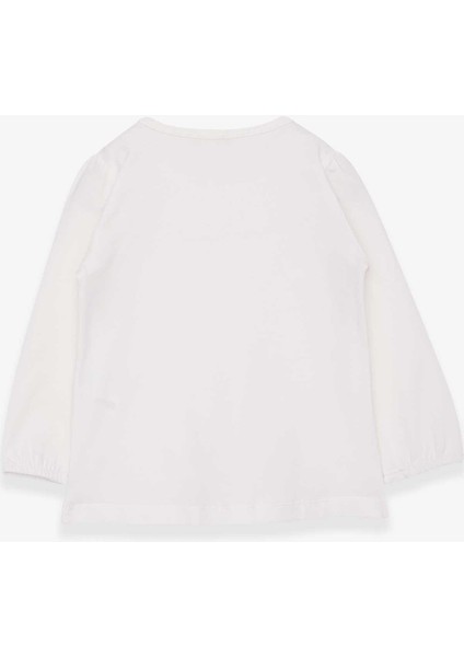 Kız Çocuk Uzun Kollu Tişört Fırıfırlı 3-8 Yaş, Ekru fiyatları