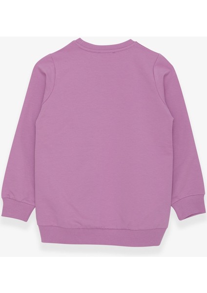 Kız Çocuk Sweatshirt Dostluk Temalı 6-12 Yaş, Eflatun